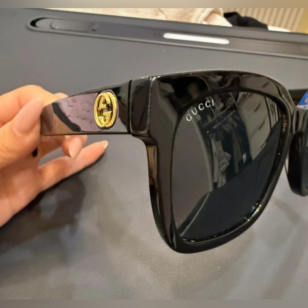 Authentic Gucci Black Sunglasses with Gold Accent